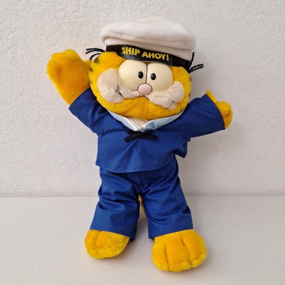 RARE Vintage 1981 DAKIN Garfield the Cat Plush Sailor "SHIP AHOY!" 14"